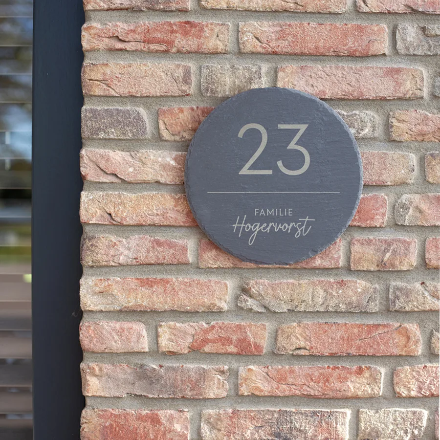 Naambord leisteen rond