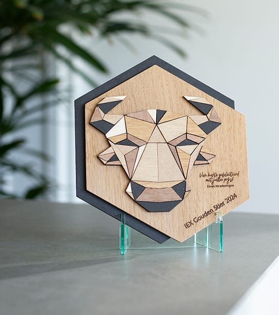 Award IEX gouden stier geschenk rechts 545x615